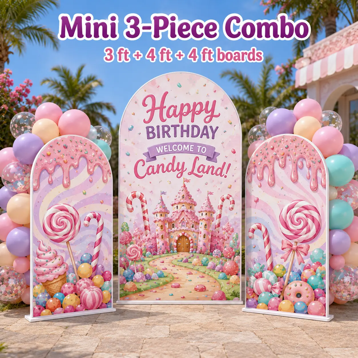 Mini 3-Piece Combo — 3 ft + 4 ft + 4 ft candy land birthday boards