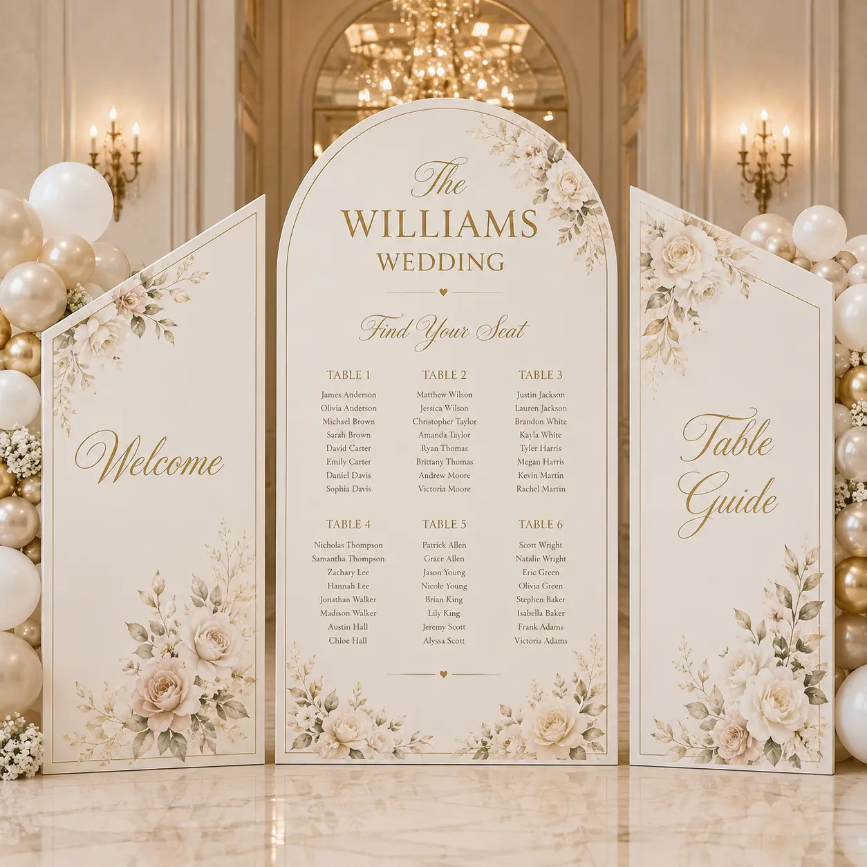Large 3-Piece Combo — wedding seating chart boards